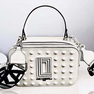 Karl Lagerfeld | Simone Crossbody Camera Bag with Top Handle and Webbing Strap